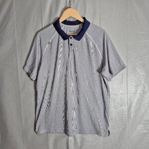 Rhone Delta Pique Golf Polo L Performance Blue Dark Collar Short Sleeve 0528